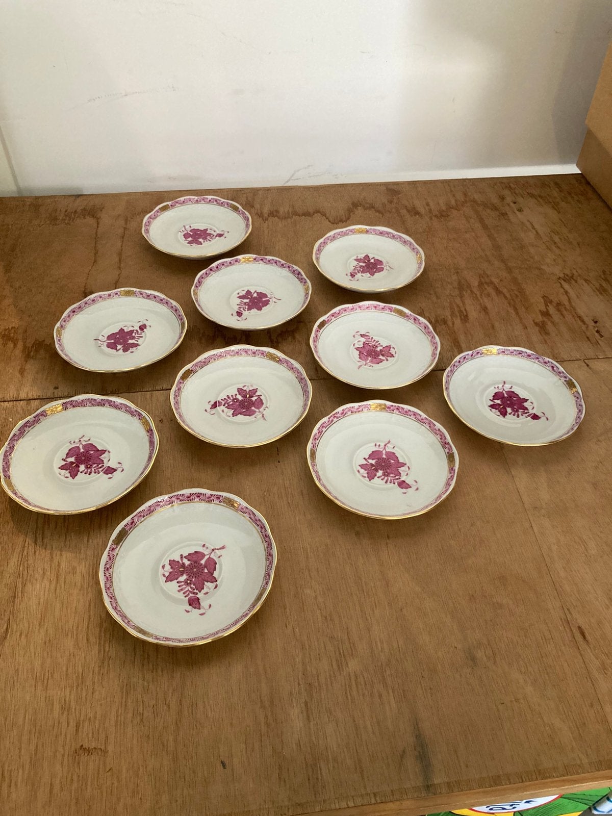 Herend rose 10 schoteltjes zonder kopjes, diamete, Ophalen of Verzenden, Zo goed als nieuw