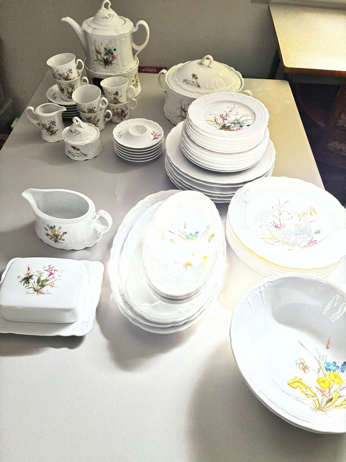 6-persoons botanisch servies Seltmann Weiden Bavaria jaren50, Gebruikt, Overige merken, Verzenden, Klassiek