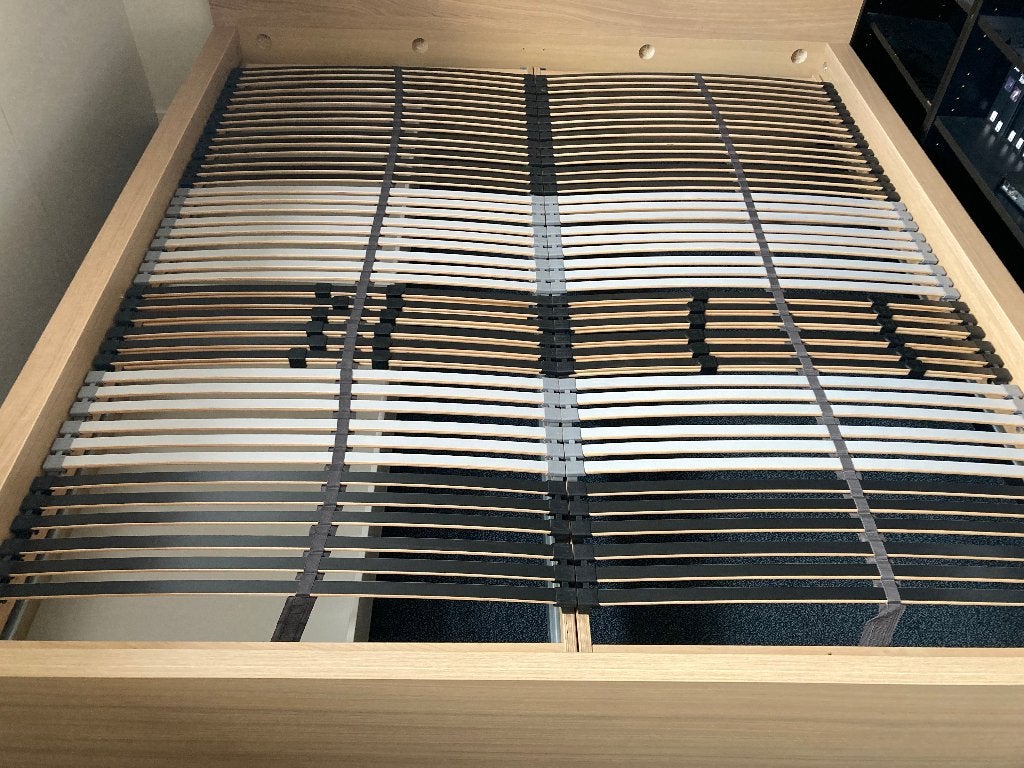 Licht eiken Ikea Malm bed. Afleveren mogelijk, Gebruikt, Wit, Tweepersoons, Ophalen of Verzenden