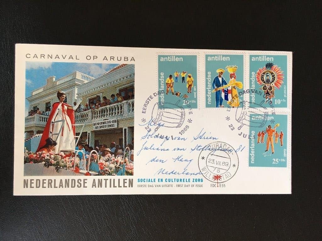 R11-E55b Antillen 1969 - FDC E55 (vlgs enveloppe) - Folklore, Postzegels en Munten, Postzegels | Eerstedagenveloppen, Ophalen of Verzenden