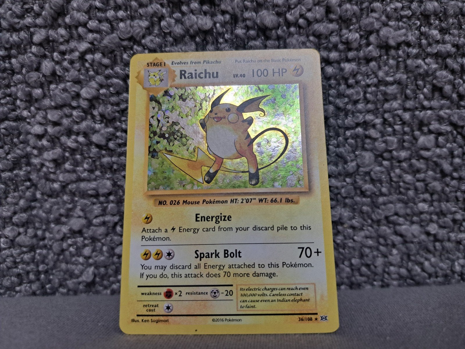 Raichu holo kaart, Verzenden, Zo goed als nieuw, Speelkaart(en)