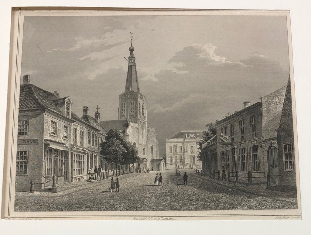 staalgravure stad Tilburg, 1858, Antiek en Kunst, 1800 - 1899, Stadsgezicht, Ophalen of Verzenden, Gravure