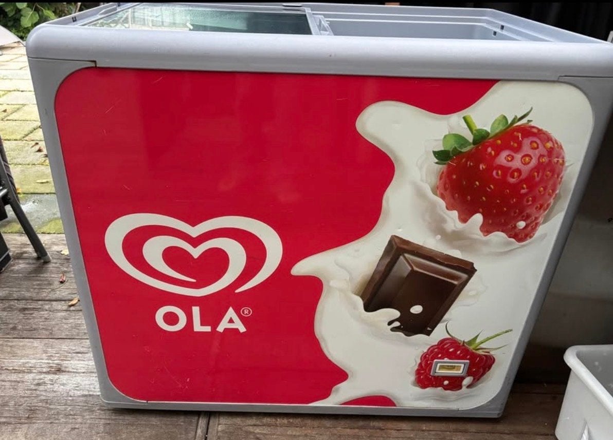 OLA Vrieskist met glazen schuifdeksel, Vrieskist, Gebruikt, Vrijstaand, 90 cm of meer