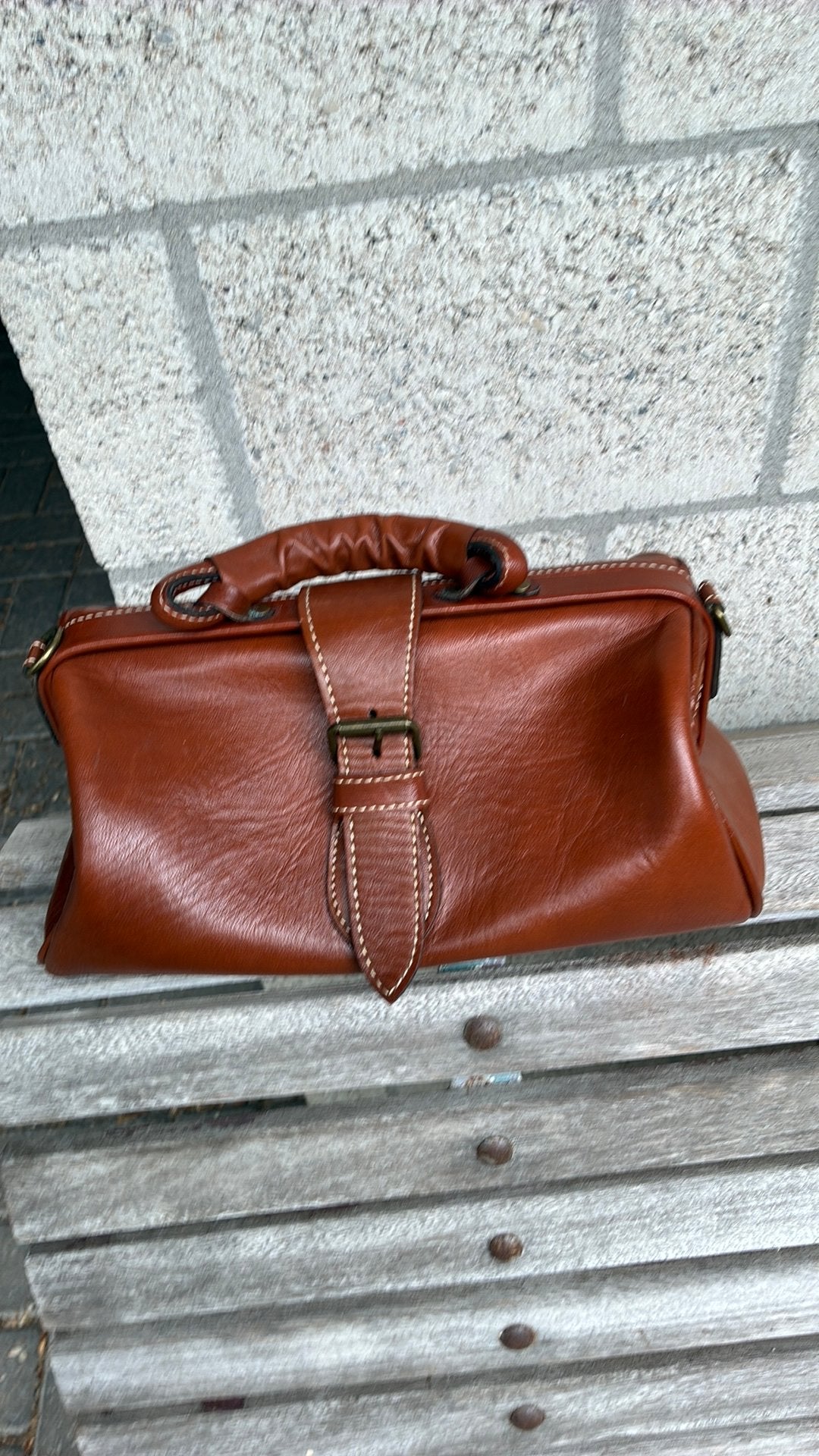 Kleine leren damestas, dokterstas, Ophalen of Verzenden, Zo goed als nieuw, 40 tot 60 cm, Minder dan 35 cm