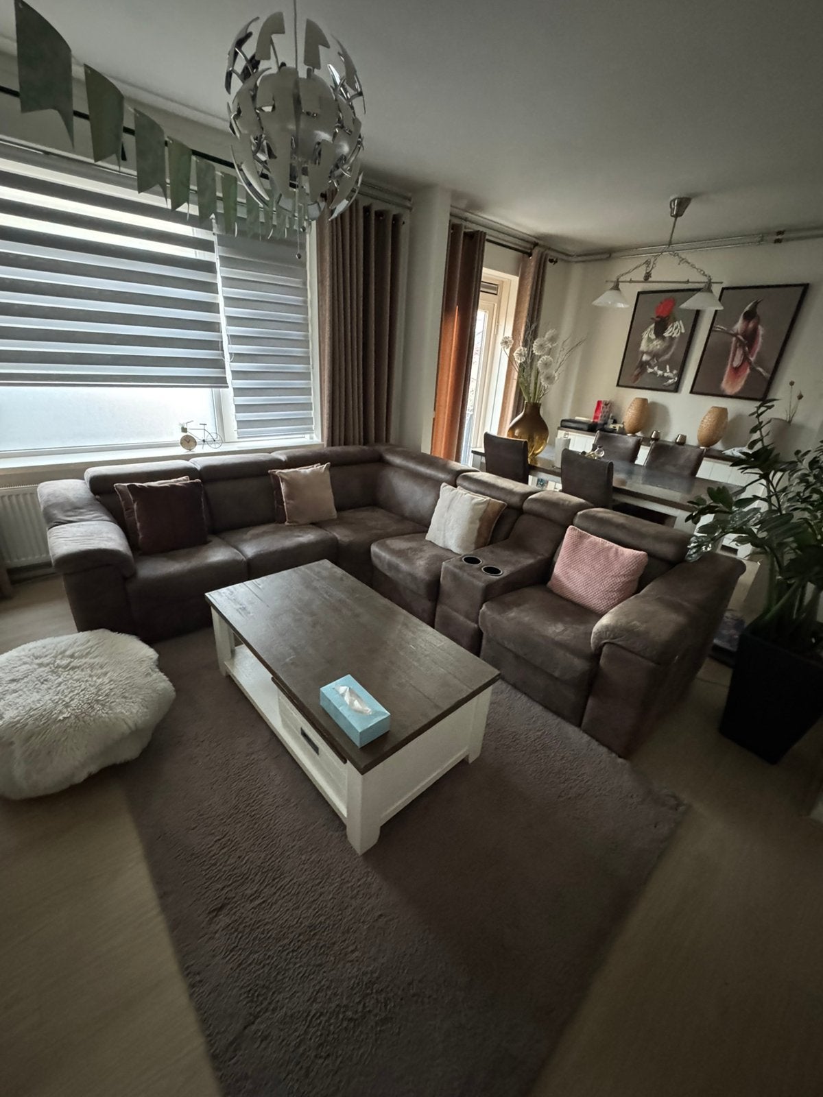 Bruin bankstel, Huis en Inrichting, Ophalen, Gebruikt, 150 tot 200 cm, Hoekbank