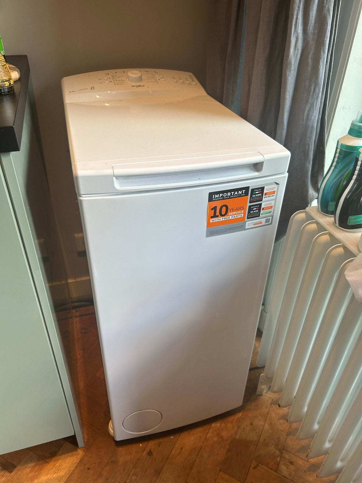 Whirlpool 6th Sense TDLR 65230L BE Bovenlader Wasmachine, Ophalen, Bovenlader, Zo goed als nieuw, Wolwasprogramma