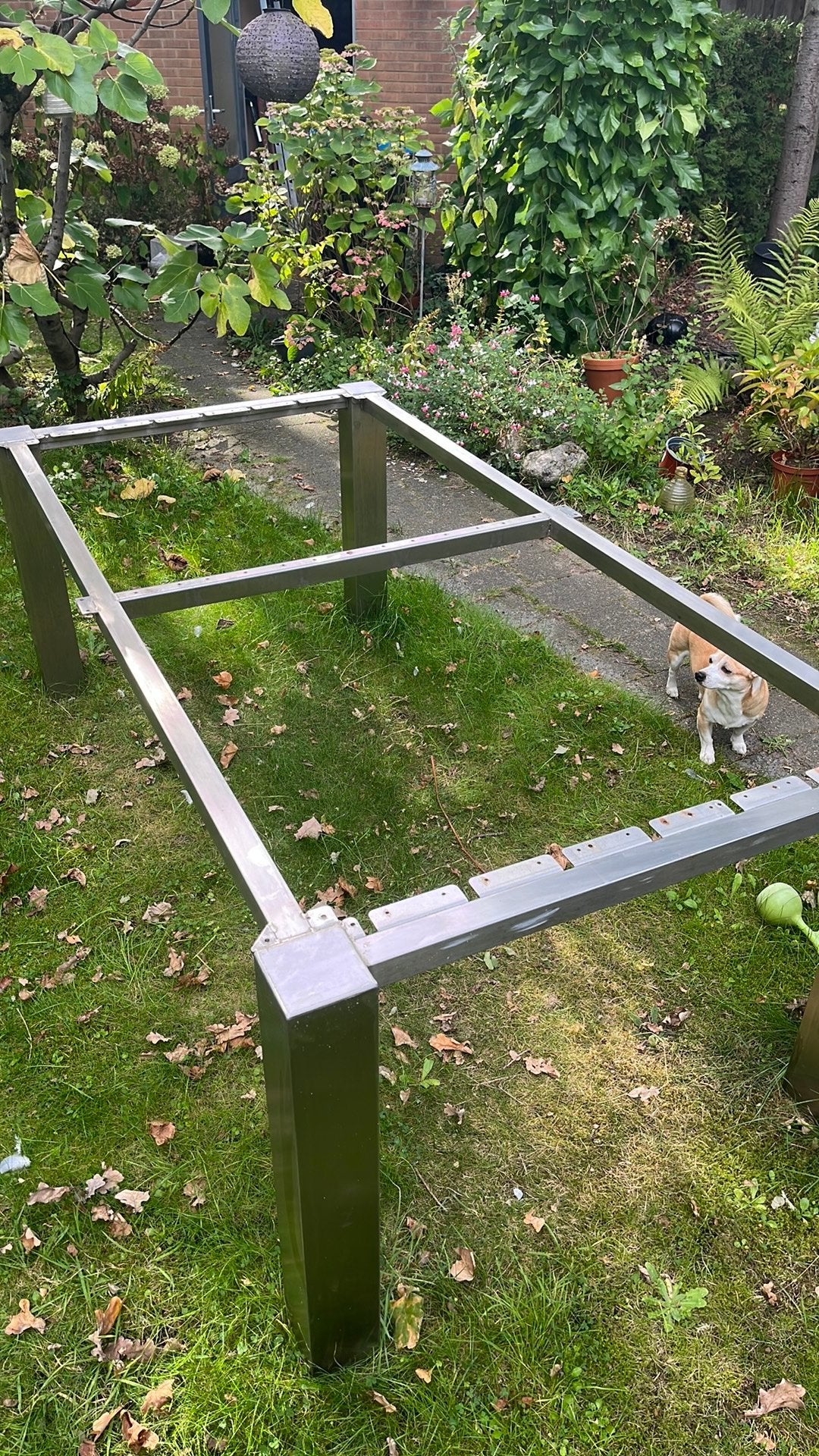 RVS onderstel tuintafel, Tuin en Terras, Ophalen, Gebruikt, Rechthoekig, Rvs