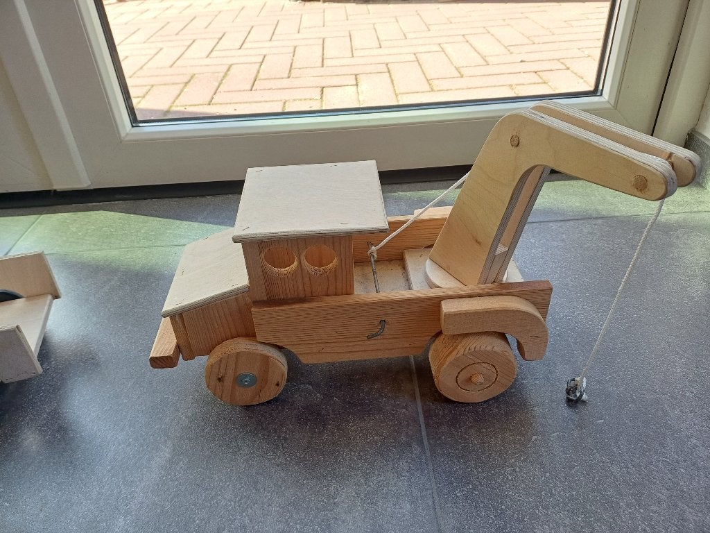 Houten speelgoed takelwagen, Ophalen, Gebruikt, Duw- of Trekspeelgoed