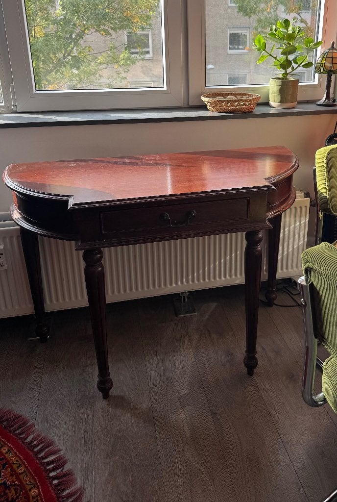 Antieke halve maan tafel hout (demi-lune), Ophalen