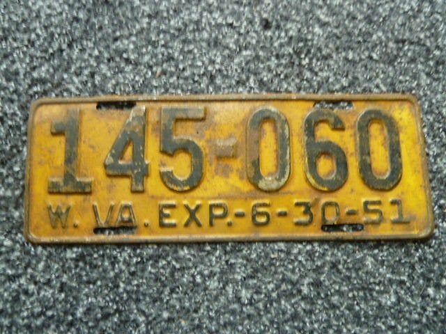Kentekenplaat licenseplate West Virginia 1951 USA, Verzenden, Gebruikt, Auto's