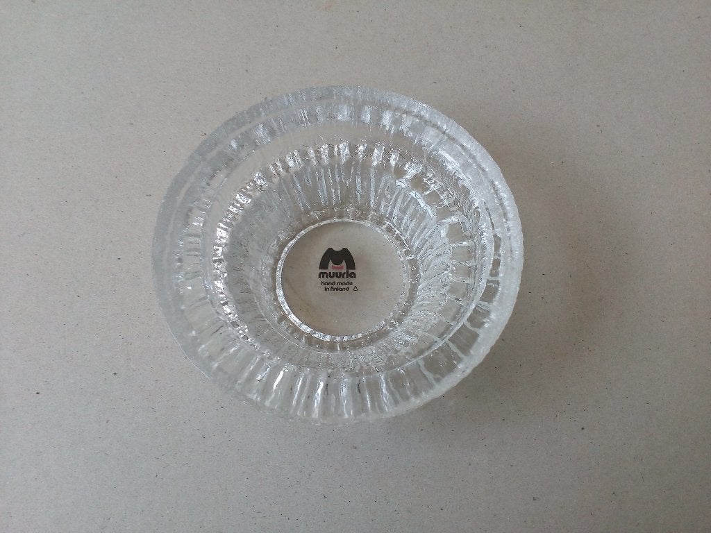 Vintage glasschaaltje. Muurla Finland.Frozenglas., Antiek en Kunst, Curiosa en Brocante, Ophalen of Verzenden