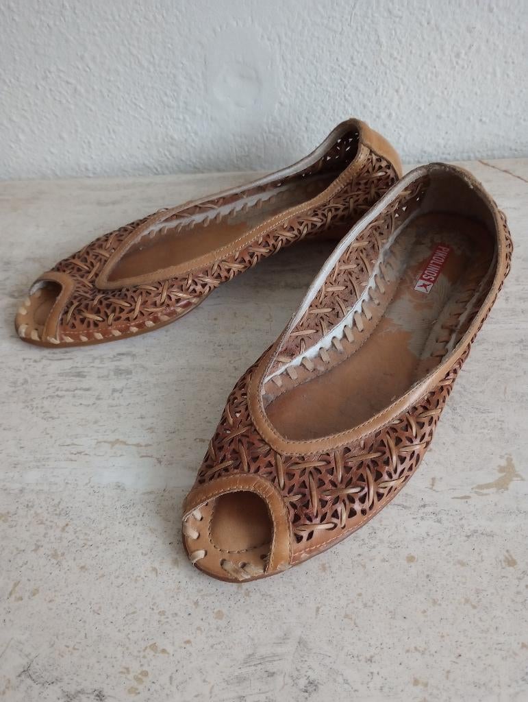 NIEUW ballerina's GEVLOCHTEN leer maat 39, Bruin, Nieuw, Ballerina's, Ophalen of Verzenden