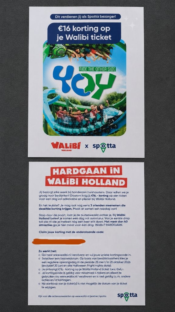 kortingsticket walibi geldig t/m 21 okt 2026, Drie personen of meer, Kortingskaart