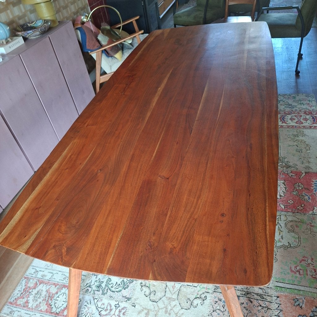 Eettafel 220 lang 100 breed, Huis en Inrichting, Tafels | Eettafels, Ophalen, Gebruikt, 100 tot 150 cm, 200 cm of meer