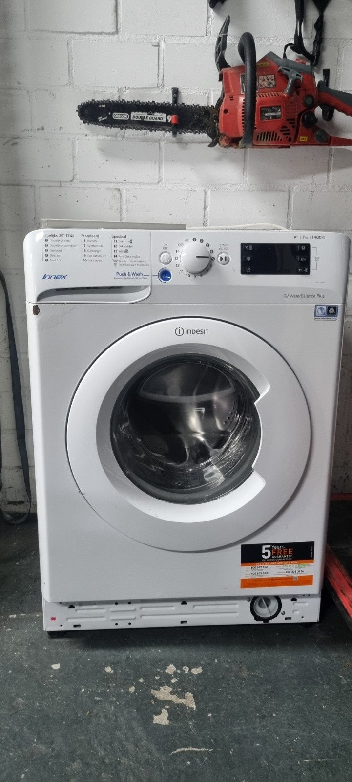 Wasmachine Indesit, Ophalen, Gebruikt, 1200 tot 1600 toeren, 85 tot 90 cm