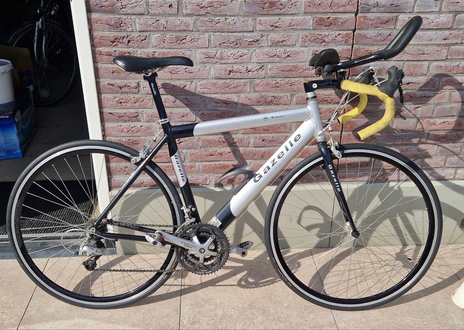 Gazelle racefiets zwart/grijs 50 inch met triatlon beugel, Fietsen en Brommers, Fietsen | Racefietsen, 49 tot 53 cm, Ophalen, Gebruikt