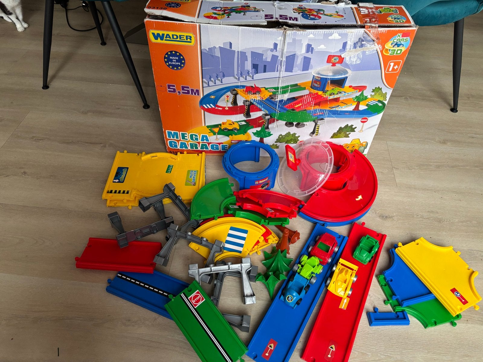 Wader Mega Garage Racebaan - 5.5M Speelplezier, Overige merken, Ophalen of Verzenden, Handmatig, Racebaan