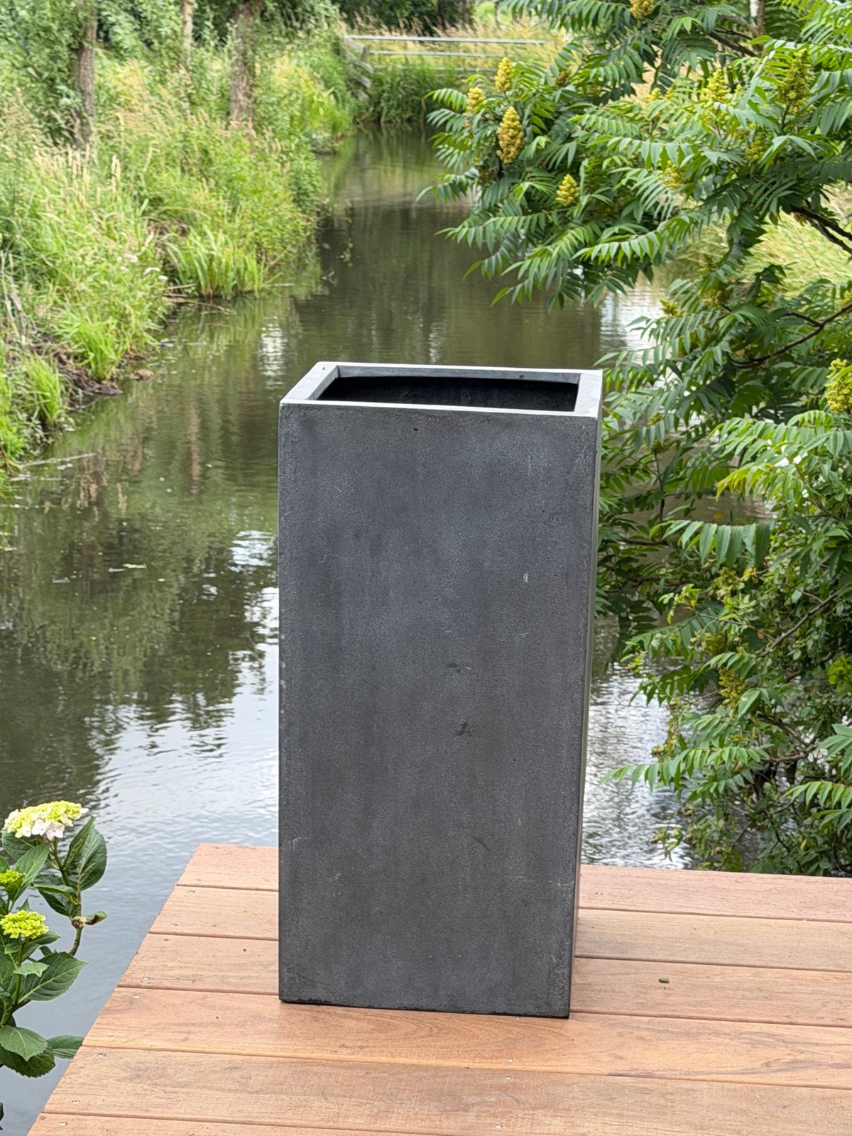 Antracietgrijze plantenbak/tuinzuil 80cm hoog, Tuin en Terras, Bloembakken en Plantenbakken, Beton, Binnen, 60 cm of meer, Minder dan 60 cm