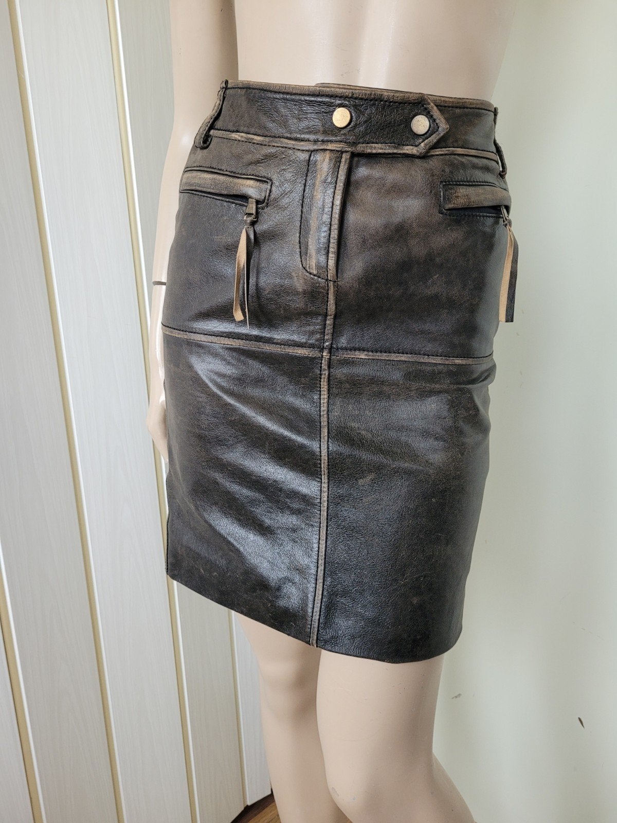 Hybris leren rok maat 36/S leather midi, Bruin, Hybris, Ophalen of Verzenden, Zo goed als nieuw
