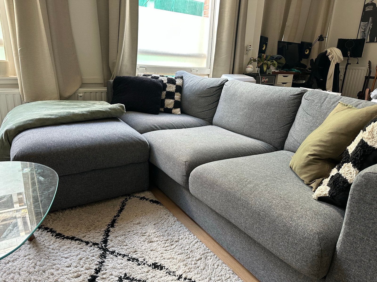 IKEA Vimle - 3 zits bank met hocker, Ophalen, 250 tot 300 cm, Gebruikt, 100 tot 125 cm