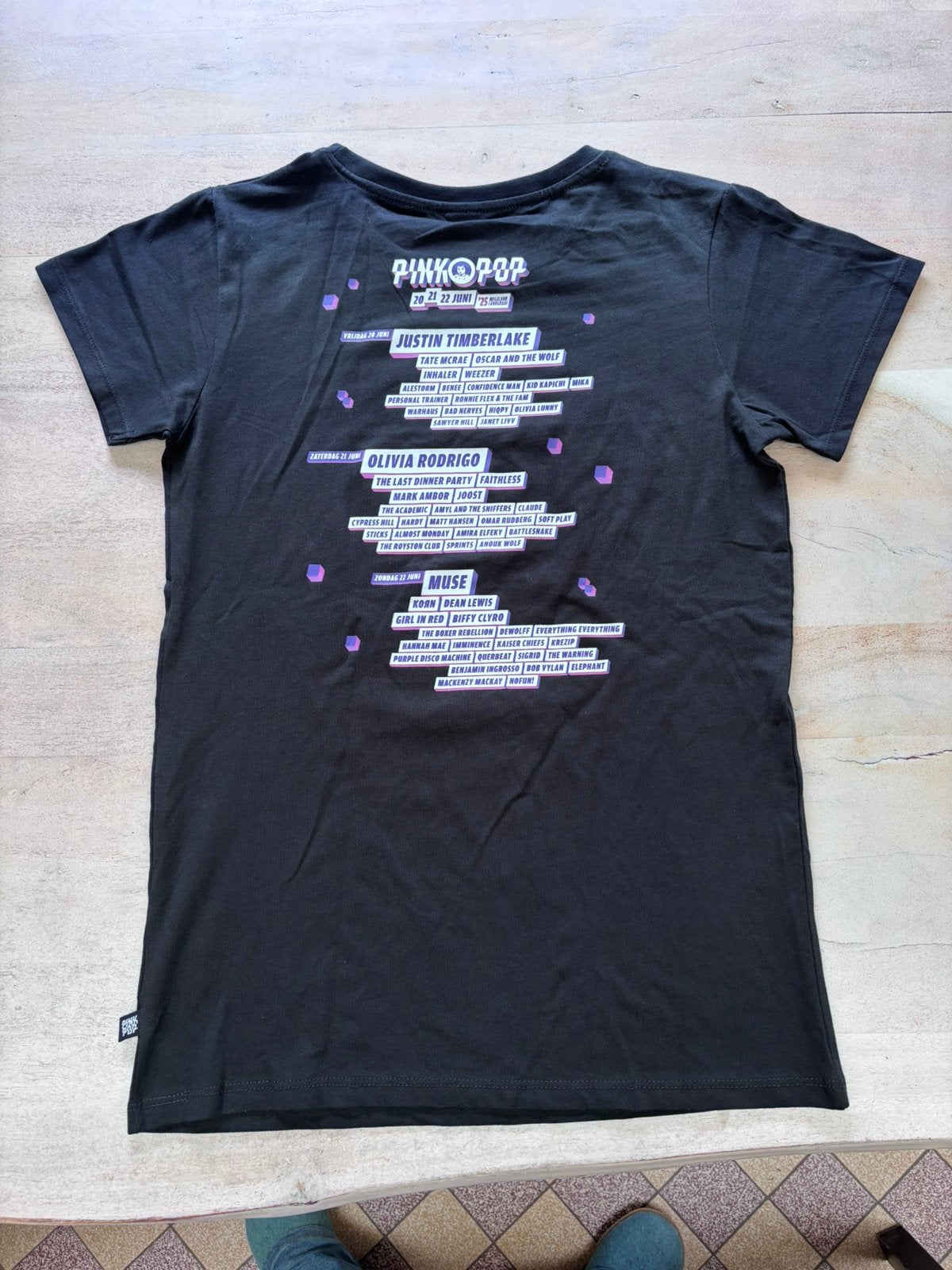 Pinkpop 2025 Festival Shirt Line-Up Justin Olivia Muse, Maat 38/40 (M), Zwart, Nieuw, Ophalen of Verzenden