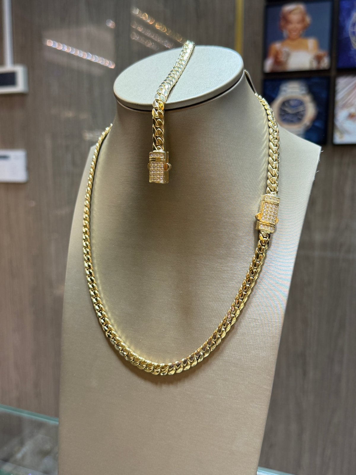 18KT Goud - set 35.6 Gram - Cuban- Ketting - Armband - vrouw, Ophalen, Nieuw, Goud, Goud