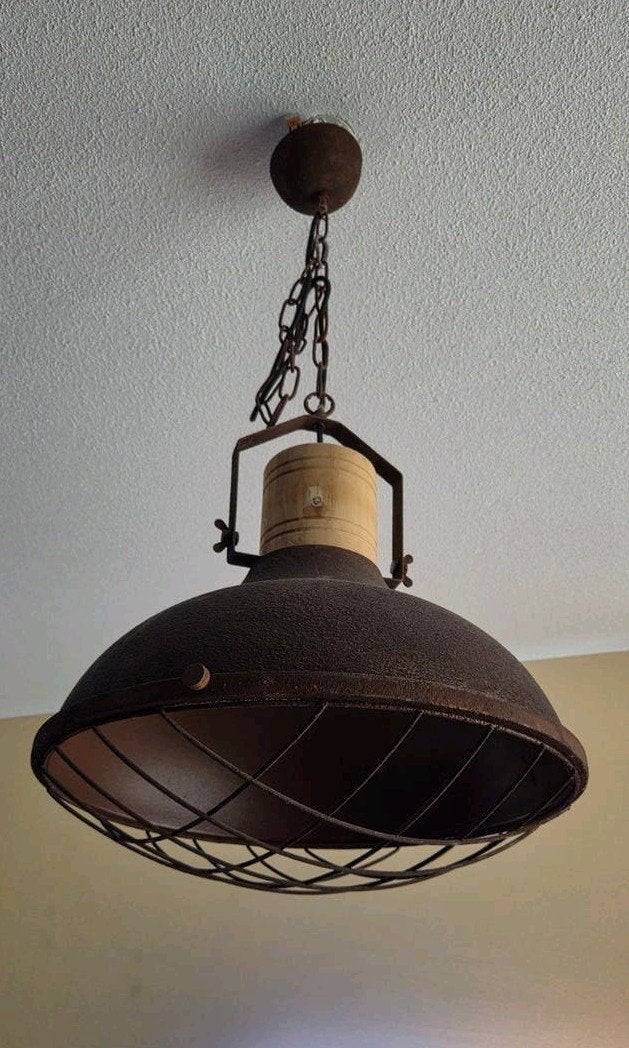 Hanglamp Brilliant Emma roestbruin 47cm (E27), Ophalen, E27 (groot), Zo goed als nieuw, Hout
