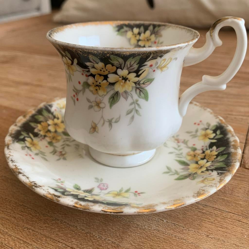 Royal Albert "Royal Ascot" porseleinen kopje met schotel, Ophalen of Verzenden