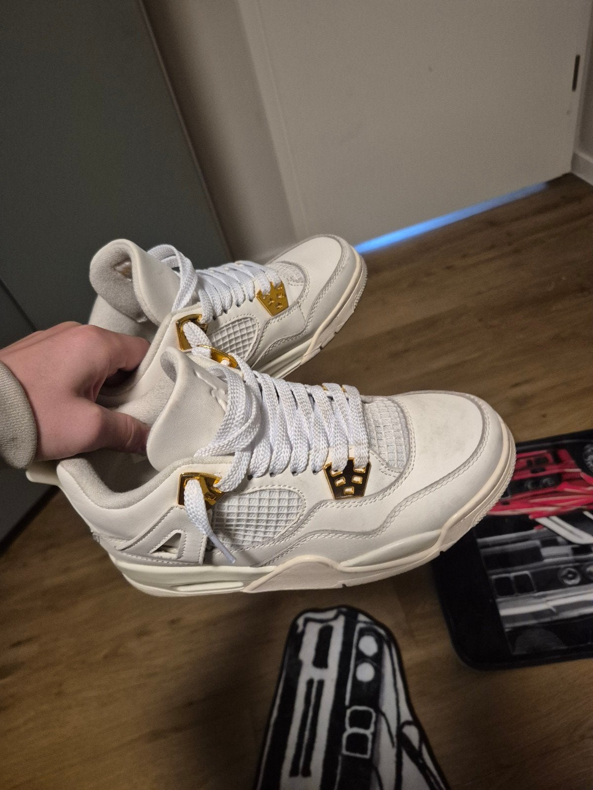 Nike Air Jordan 4 Retro Metallic Gold - Maat 38.5, Nike Air Jordan, Wit, Ophalen of Verzenden, Sneakers of Gympen