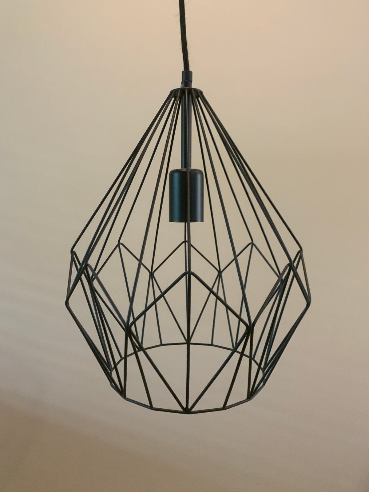 Moderne Zwarte Draadlamp - Diamantvormig Design, Ophalen, Zo goed als nieuw, Metaal, Minder dan 50 cm