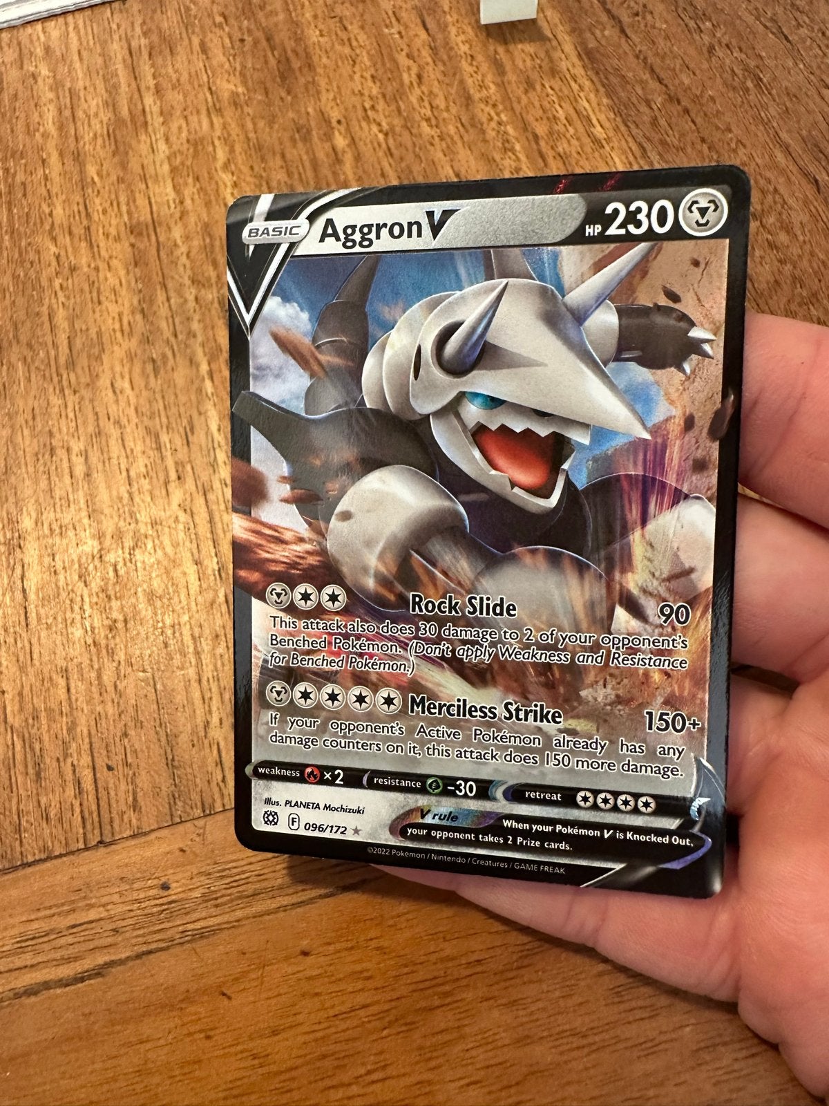 Pokémon Kaart Aggron V (096/172) - Zo goed als nieuw, Ophalen of Verzenden, Zo goed als nieuw, Losse kaart