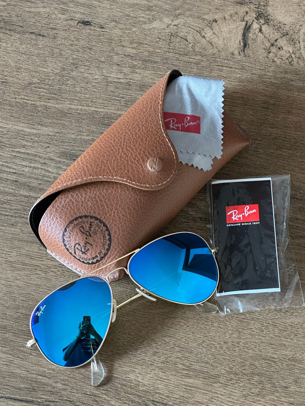 Ray-Ban Aviator Large Metal RB 3025 Goud Blauw 58mm, Sieraden, Tassen en Uiterlijk, Zonnebril, Overige kleuren, Nieuw, Ophalen of Verzenden