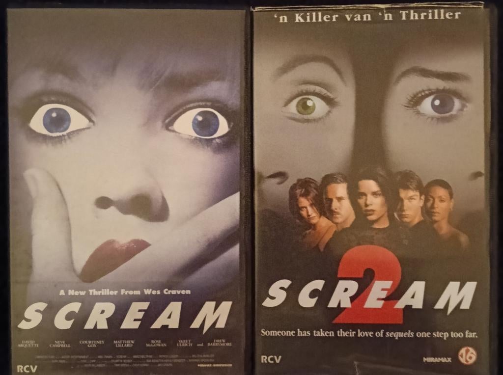 Scream 1 en 2 vhs, Cd's en Dvd's, VHS | Film, Vanaf 16 jaar, Ophalen of Verzenden, Zo goed als nieuw, Horror
