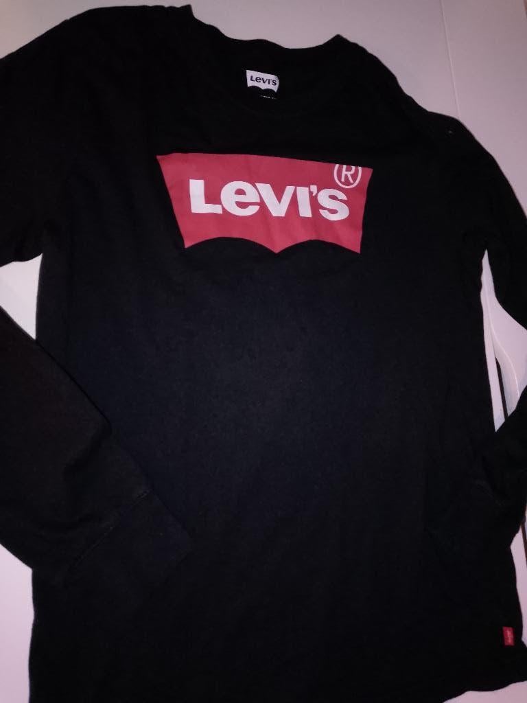 Levi's Longsleeve  Zwart met Rood Batwing Logo Maat 176, Jongen of Meisje, Ophalen of Verzenden, Zo goed als nieuw, Shirt of Longsleeve