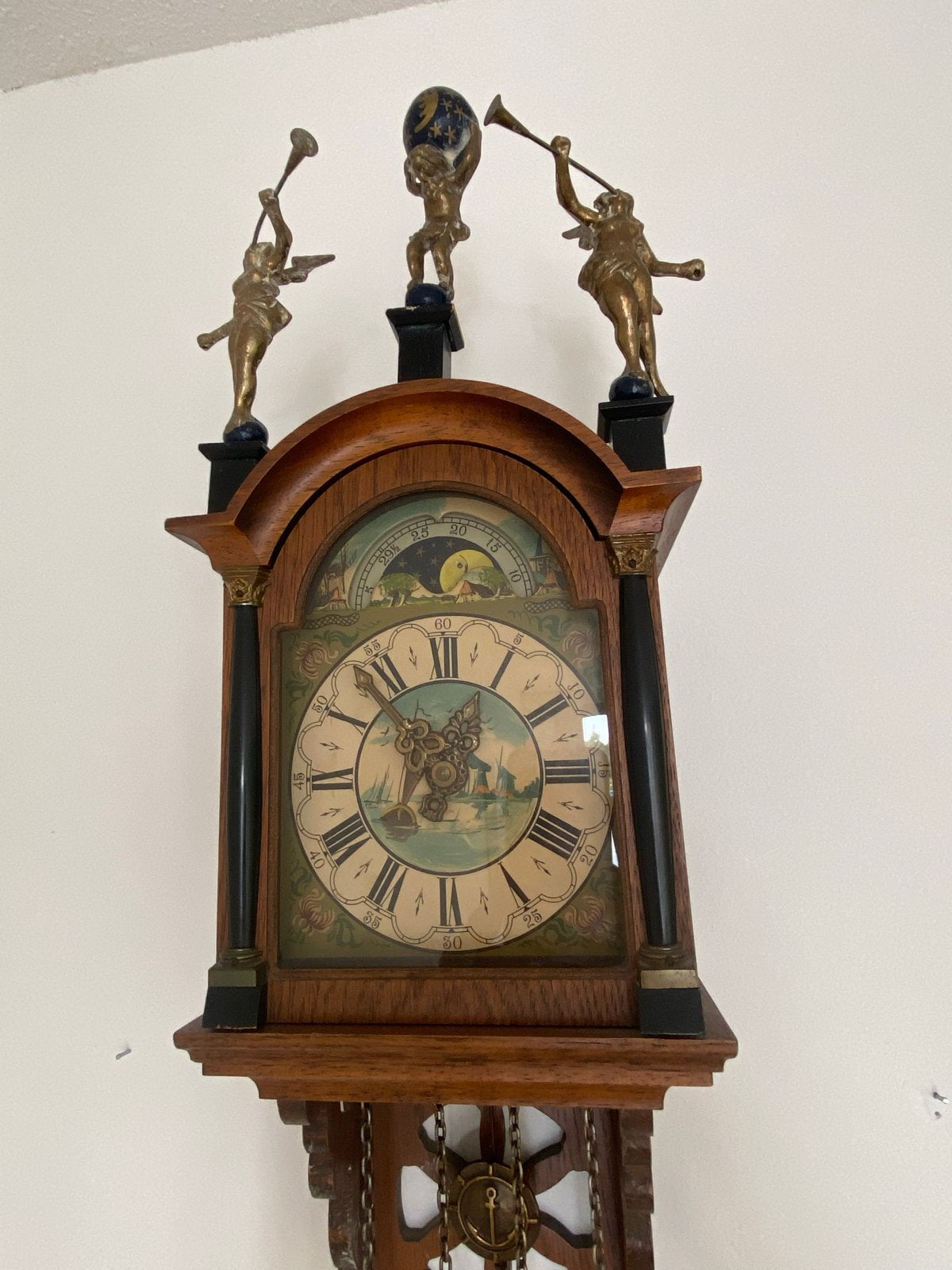 Antieke Friese Staartklok met Messing Ornamenten, Ophalen of Verzenden