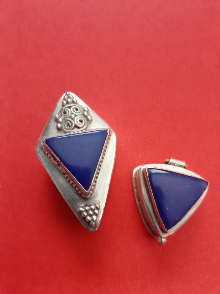Mooie Zilveren Doosjes met Lapis Lazuli, Antiek en Kunst, Antiek | Goud en Zilver, Verzenden, Zilver