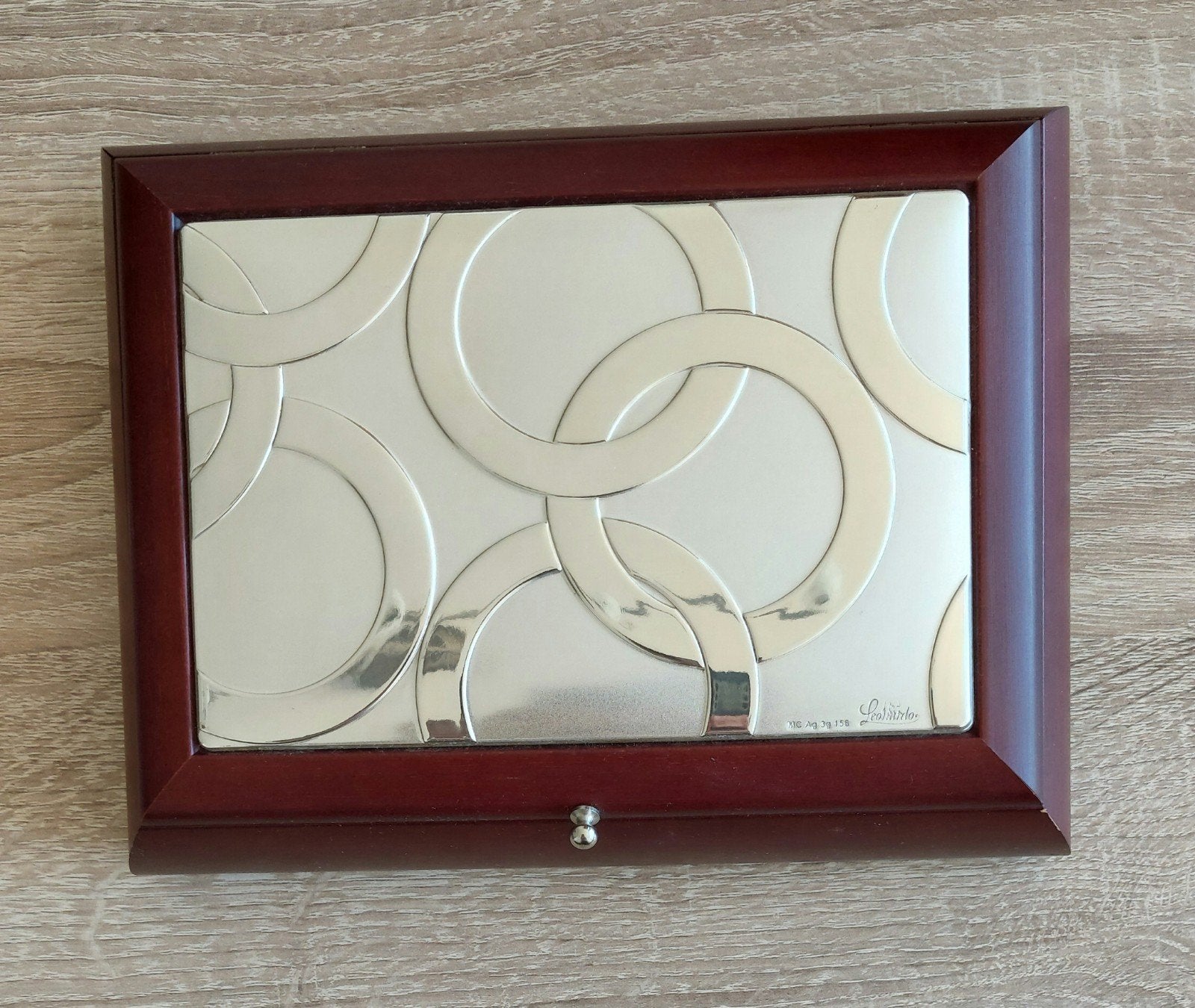 (Foto-)kist, hout met gelamineerd, gemerkt sterlingzilver., Ophalen of Verzenden, 6 cm, Gesigneerd