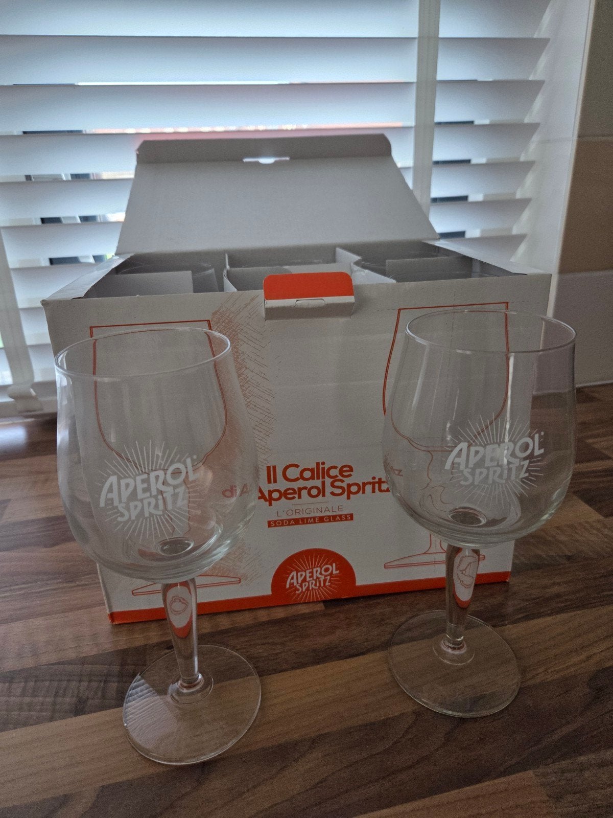 Aperol Spritz glazen set van 6 - Nieuw in doos, Huis en Inrichting, Ophalen, Nieuw, Glas, Glas of Glazen