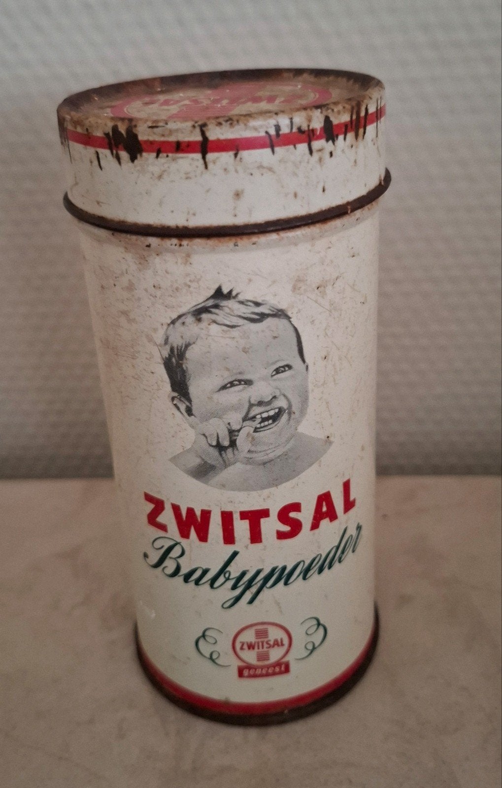Uniek oud Zwitsal babypoeder blik met inhoud / vintage, Ophalen of Verzenden, Gebruikt