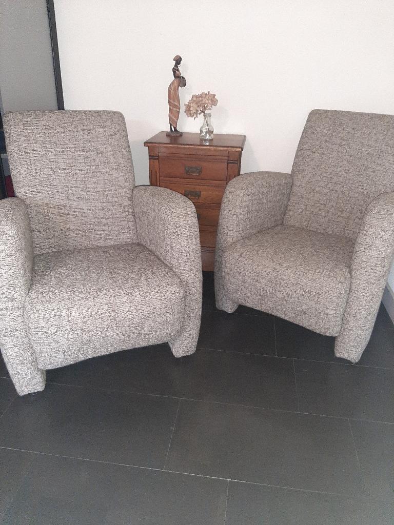 2 comfortabele fauteuils, Huis en Inrichting, Fauteuils, Gebruikt, Stof, 50 tot 75 cm, 75 tot 100 cm, Ophalen