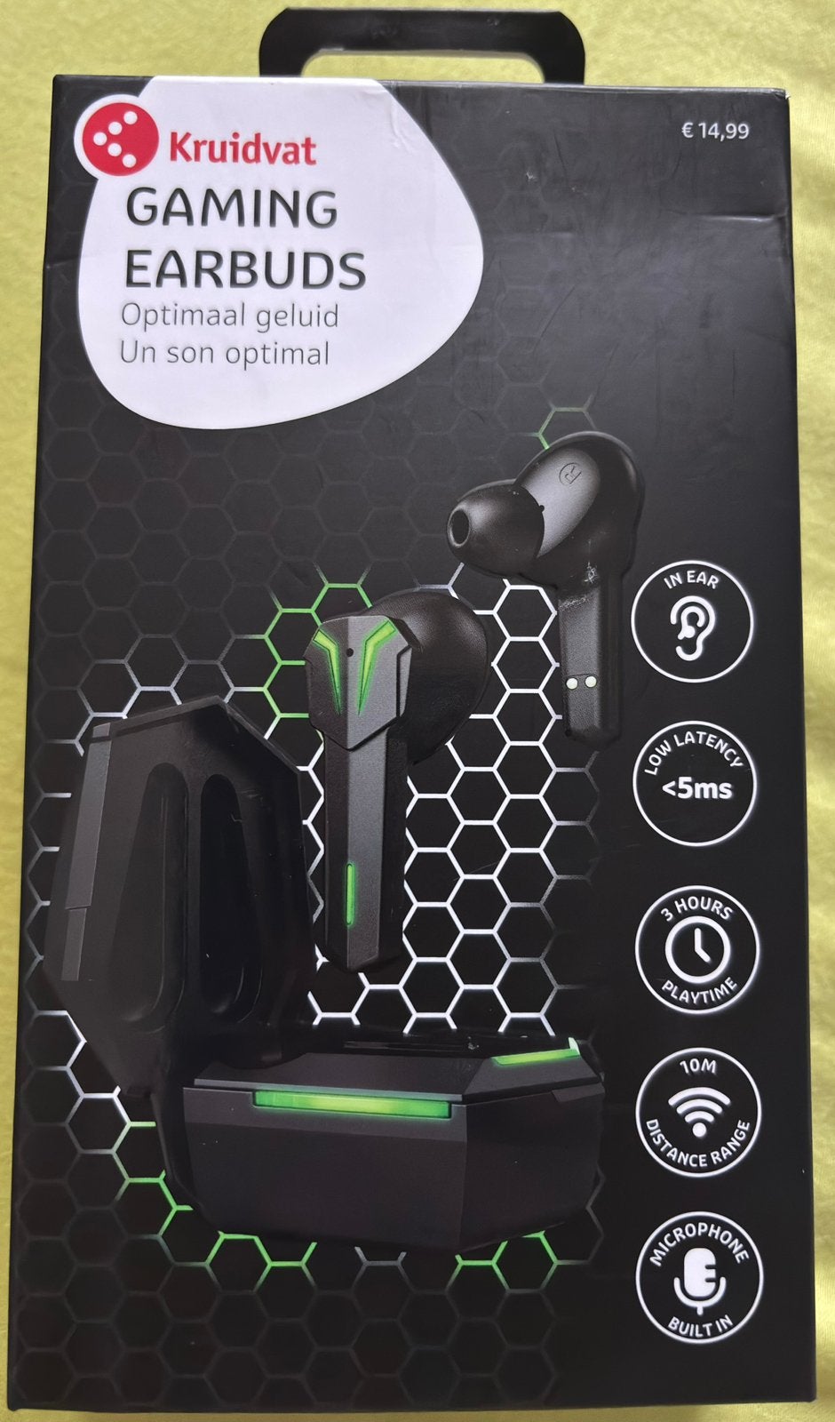 Kruidvat gaming earbuds draadloze oordopjes zwart, Ophalen, Zo goed als nieuw, Zwart, Overige merken