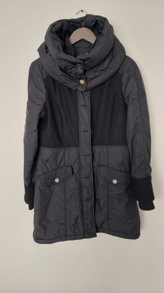 Zwarte winter jas met opzetkraag (drukkers) Maat M - Steps, Kleding | Dames, Maat 38/40 (M), Zwart, Ophalen of Verzenden, Steps