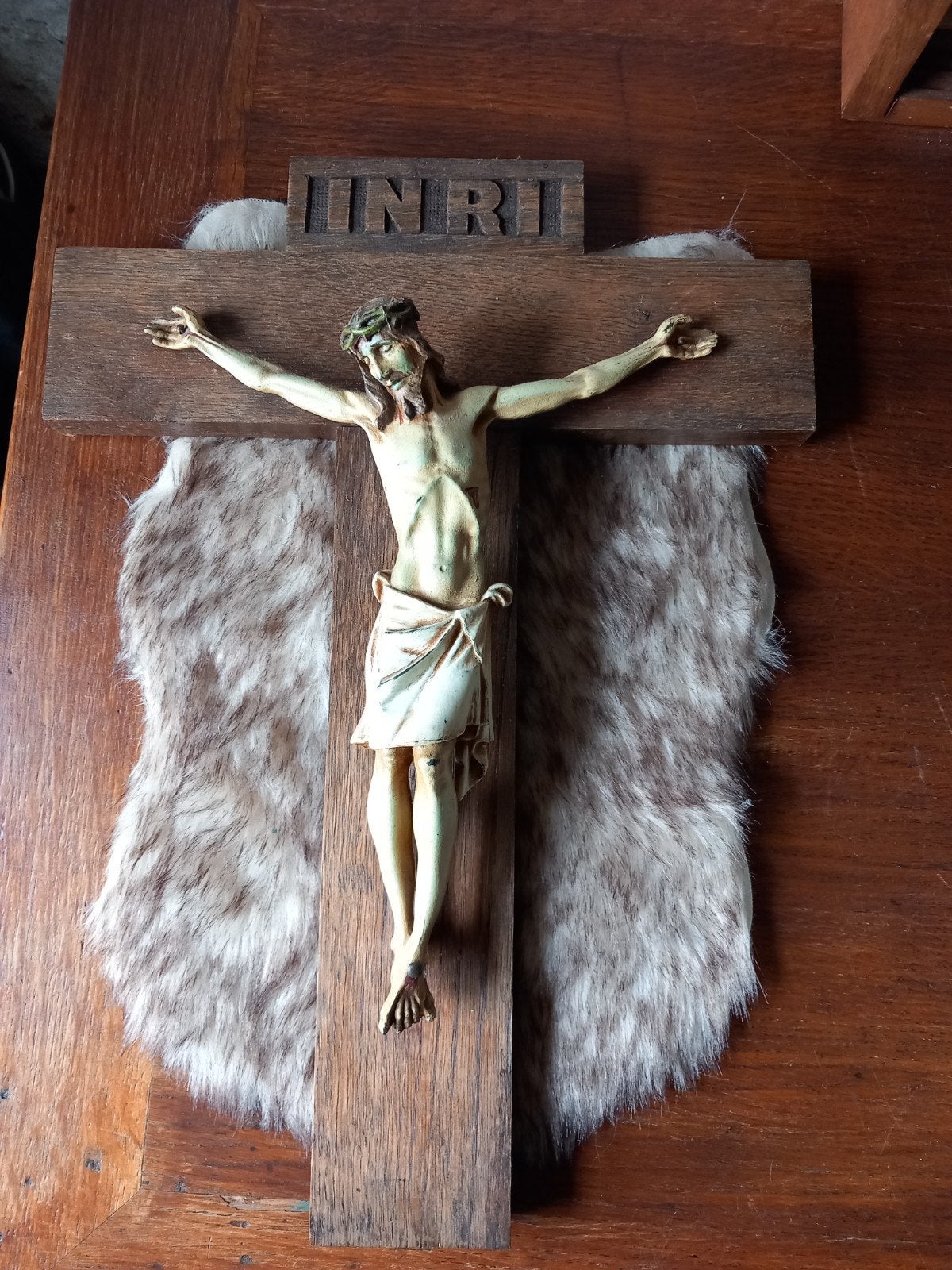 Antiek Kruisbeeld Jezus Christus 42 cm hoog, Ophalen of Verzenden