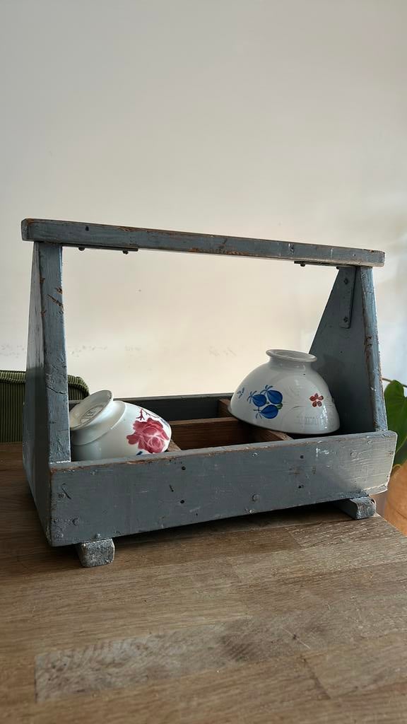 Frans houten vakkenkistje grijs, Ophalen of Verzenden