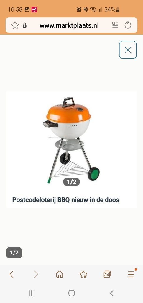 Nieuwe barbecue met oranje deksel, Ophalen, Nieuw