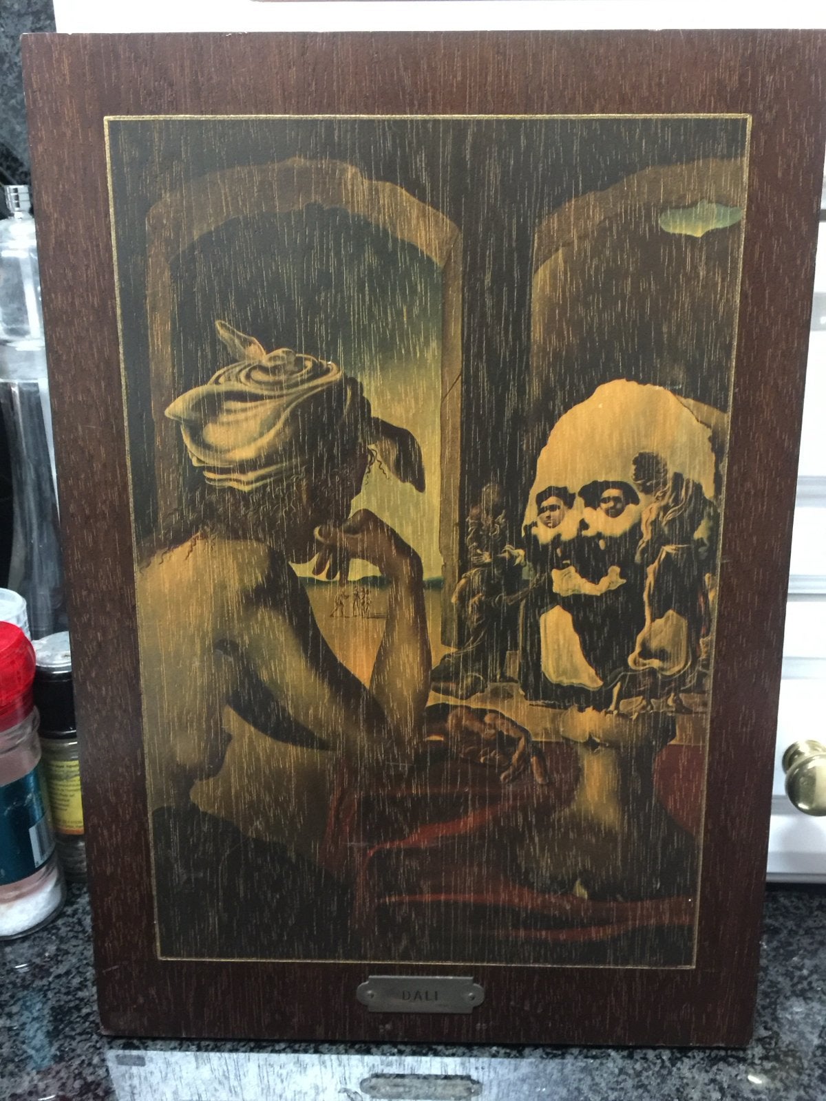 Dali schilderij op hout - Surrealistisch meesterwerk, Overige ondergronden, Surrealisme, Ophalen of Verzenden, Gesigneerd
