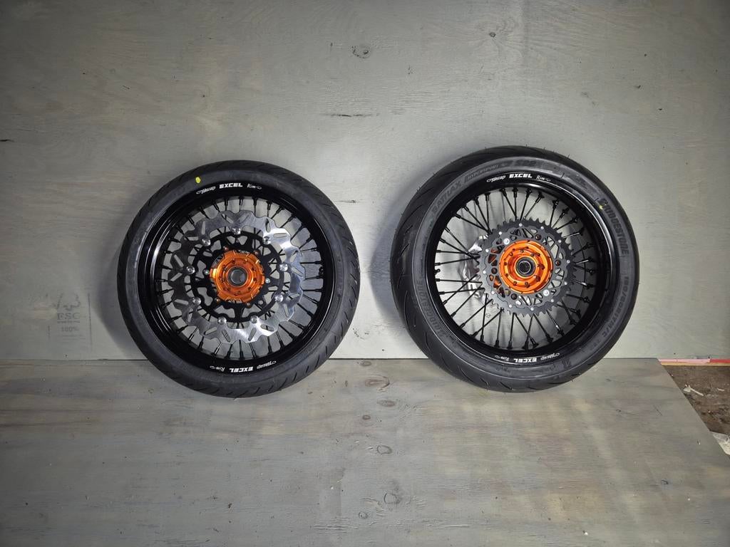 Supermoto velgen set - 17 inch, Ophalen of Verzenden, Gebruikt