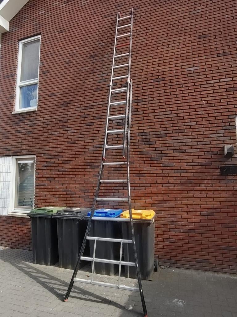 Altrex Reformladder 2x12 treden - ZGAN, Doe-het-zelf en Verbouw, Ladders en Trappen, Ophalen, Zo goed als nieuw, 4 meter of meer