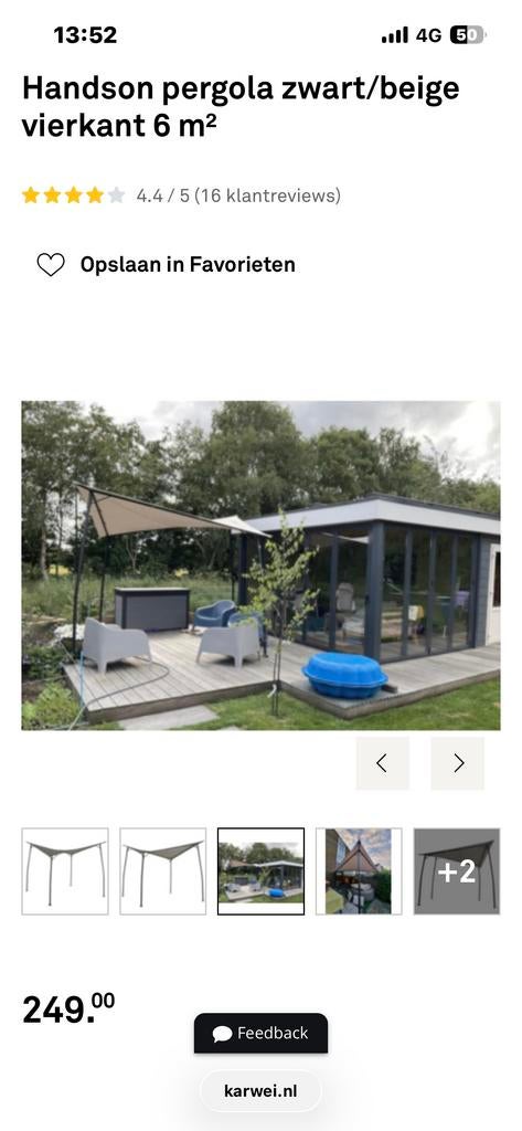 Nieuwe Handsom pergola 3x3m - Zwart/Beige, Tuin en Terras, Overkappingen, Ophalen, Nieuw, Tuinpaviljoen