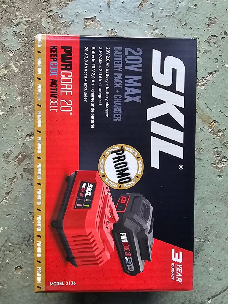 SKIL 20V Max Accupack + Oplader - Nieuw in Doos, Ophalen of Verzenden, Nieuw